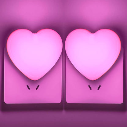 INZU Cute Night Light, Heart Night Light for Kids, LED Nightlight with Auto Dusk to Dawn Sensor, Nightlight Plug into Wall with Soft Warm Light for Bedroom, Nursery, Bathroom, Hallway (Pink 2Pack)