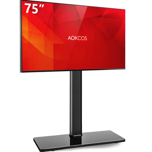 AOKCOS Swivel TV Floor Stand for 43-75 Inches TVs, 8 Level Height Adjustable Corner Extra Tall TV Stand Mount for Living Room/Bedroom, Holds up to 110 lbs,MAX VESA 600x400mm,Black