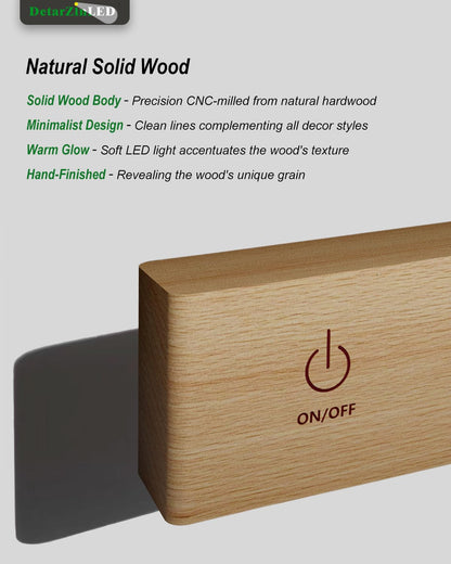 DetarZinLED Wooden Wall Sconce Battery Operated with Remote,Rechargeable Wall Lights for Bedroom with 3 Color Temperature, Magnetic, Stick-On, Dimmable Wall Reading Lights (Beech Wood, 2Pack-Remote)