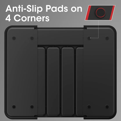 Aujen Silverware Organizer - Expandable Kitchen Drawer Organizer, Adjustable Utensil Organizer, Cutlery Tray for Forks, Knives, Multipurpose Kitchen Organizers and Storage Solution, Black, Medium