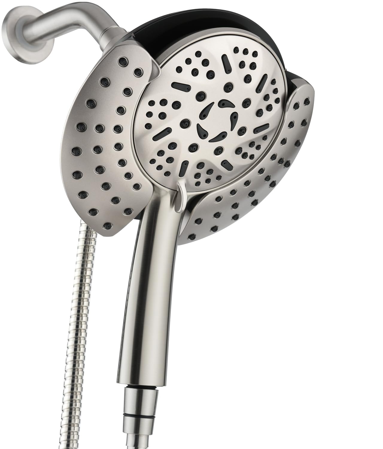 GRICH 2.5GPM Shower Head with Hand: 2 in 1 High Pressure Shower Heads With Handheld Spray Combo & Rain Shower Head, 9 Spray Modes Anti-Leak Waterfall Showerhead, Angle Adjustable, Brushed Nickel