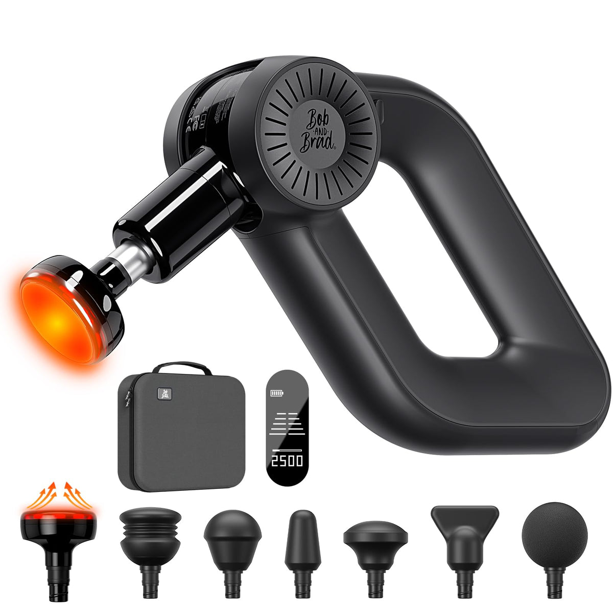 BOB AND BRAD D6 Pro Plus Massage Gun with Heat, Deep Tissue Percussion with 16mm Amplitude, Professional Muscle Massager Gun for Athletes, Quiet Electric Handheld Massager, FSA and HSA Eligible