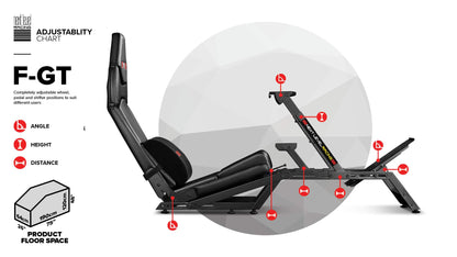 Next Level Racing F-GT Racing Simulator Cockpit. Formula and GT racing simulator cockpit compatible with Thrustmaster, Fanatec, Moza Racing on PC, Xbox and PS