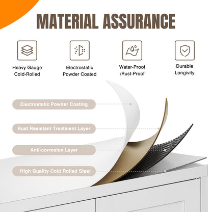 Yizosh Metal Pantry Cabinet, 75" Kitchen Pantry with 2 Door and 4 Adjustable Shelves,White Metal Pantry Storage Cabinet,Cupboard for Kitchen,Dining Room,Living Room and Bathroom