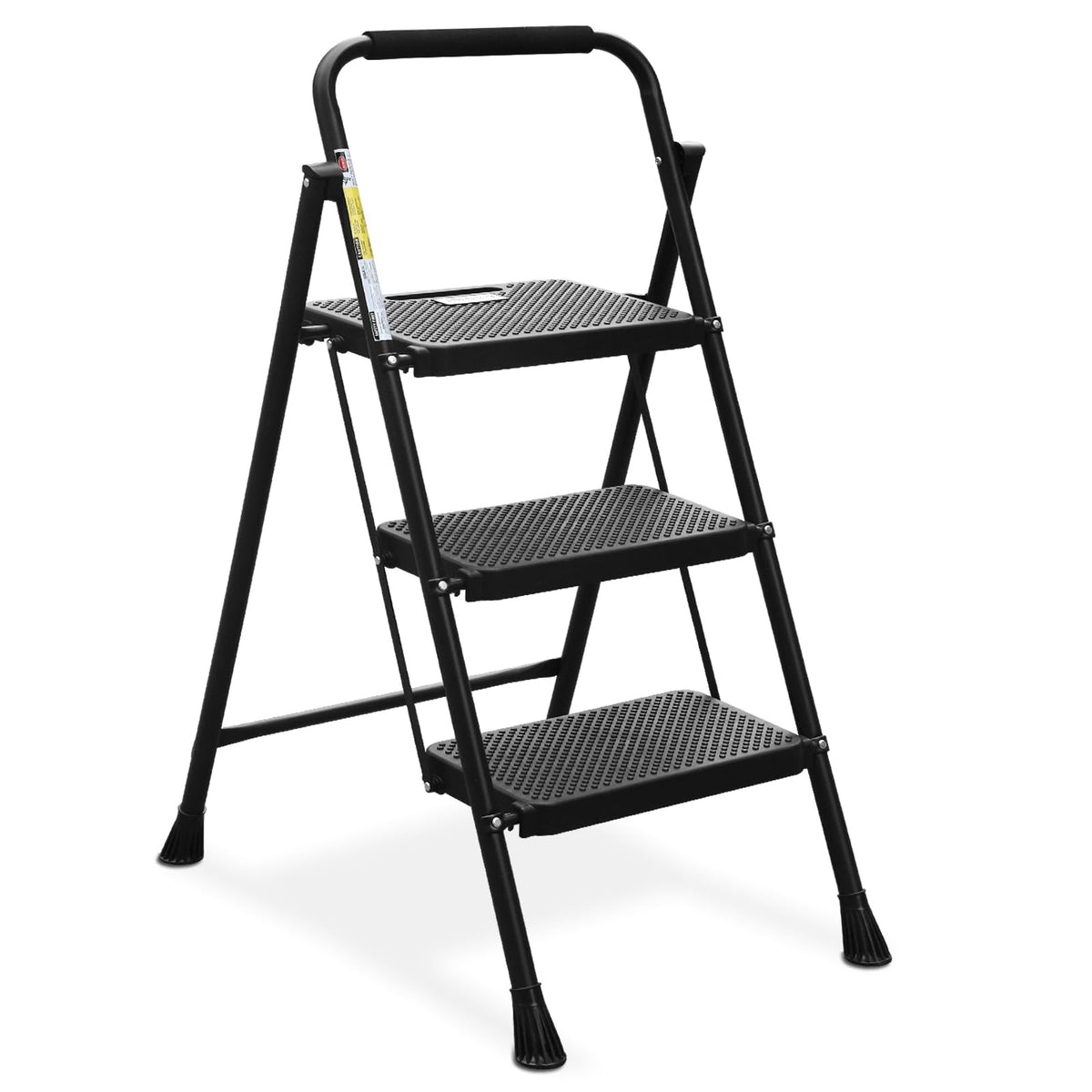 HBTower Step Ladder, Folding Step Stool with Wide Anti-Slip Pedal, Sturdy Steel Ladder, Convenient Handrail, Lightweight, Portable Steel Step Stool