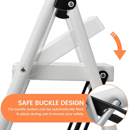 Step Stool for Adults,2 Step Ladder Folding 330lbs Anti Slip Step Stool,Foldable Ergonomic 2 Steel Stool with Wide Pedal for Home, Kitchen, Office (White)