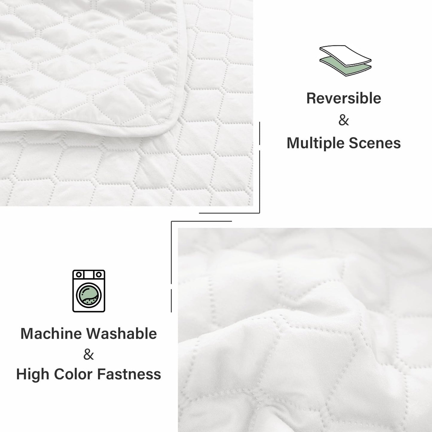 Exclusivo Mezcla Reversible Full Queen Quilt Bedding Set with Pillow Shams, Lightweight Quilts Queen Size, Soft Bedspreads Bed Coverlets for All Seasons - (White, 90"x96")