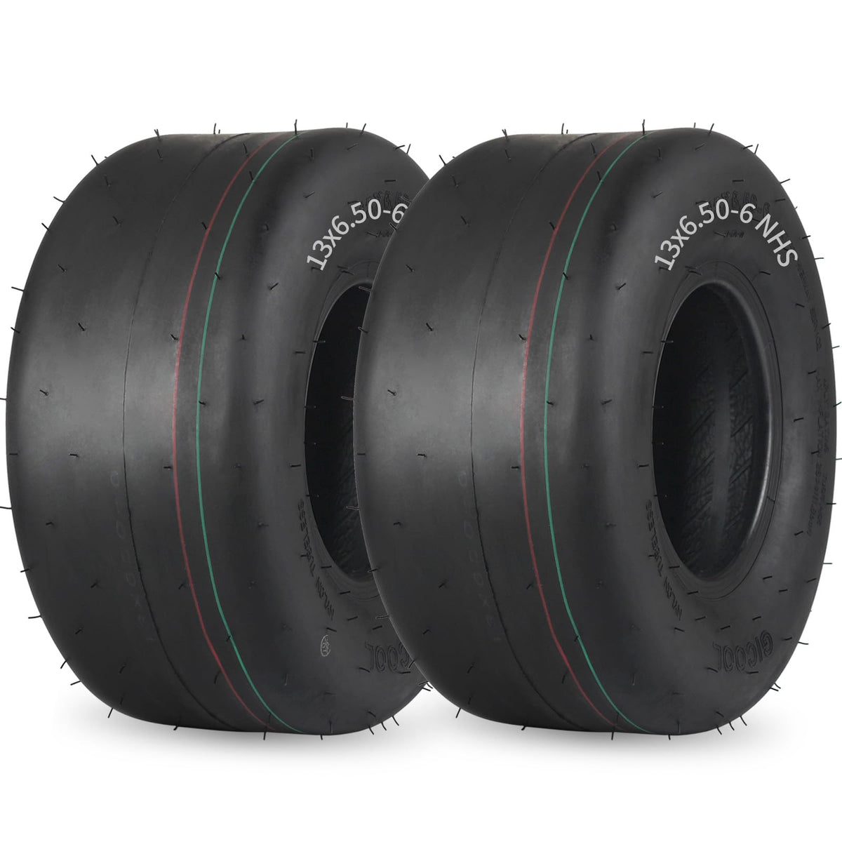 GICOOL (2 Pack) 13x6.50-6 Tubeless Lawn Mower Tire, 13x6.5-6 Riding Zero Turn Lawnmower Smooth Turf Tyre, 4 Ply