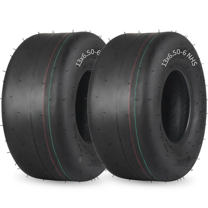 GICOOL (2 Pack) 13x6.50-6 Tubeless Lawn Mower Tire, 13x6.5-6 Riding Zero Turn Lawnmower Smooth Turf Tyre, 4 Ply