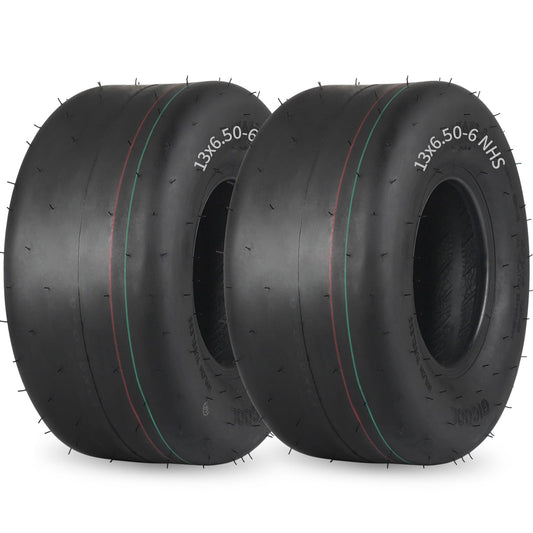 GICOOL (2 Pack) 13x6.50-6 Tubeless Lawn Mower Tire, 13x6.5-6 Riding Zero Turn Lawnmower Smooth Turf Tyre, 4 Ply