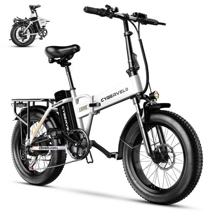 1000W Folding Electric Bike, 48V 20AH Large Removable Battery E Bike, 30+MPH, 80 Miles Max Range, 20" Fat Tire Electric Bike for Adults, Adult Electric Bicycles for Long Commutes-White Soft Saddle