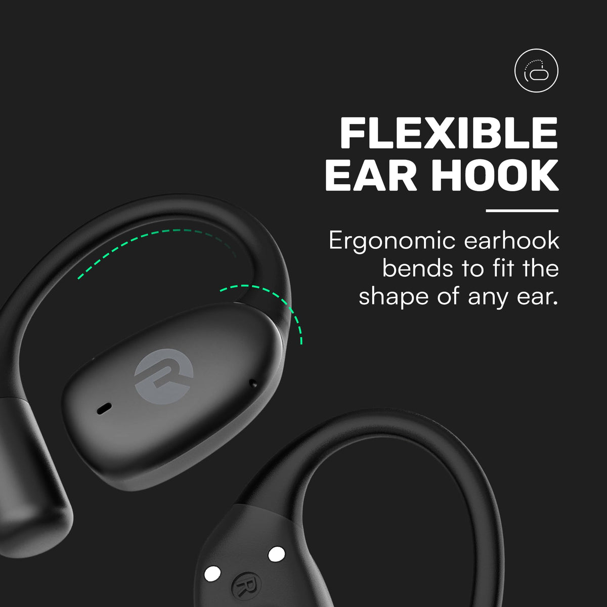 Raycon Essential Open Earbuds – True Wireless Open Ear Bluetooth 6.0 Headphones, Ultra-Lightweight, Comfort Hook Design, IPX5 Water Resistant, 36 Hours of Battery Life (Black)
