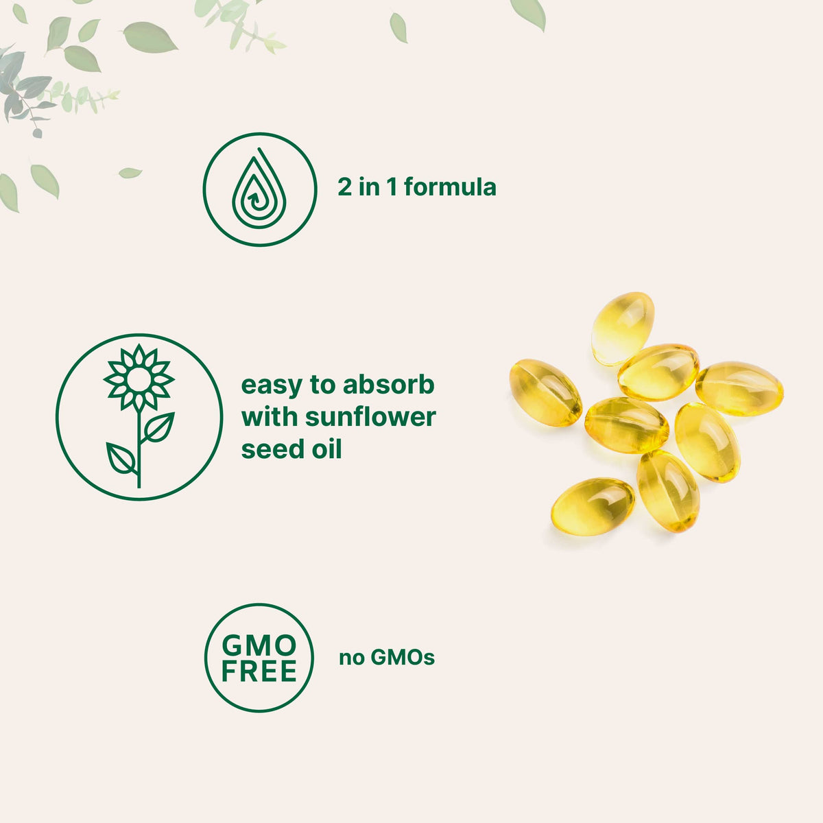 2 Pack Vitamin D3 5000IU Plus K2, 2 in 1 Formula, Vitamin D3 Liquid with Vitamin K2, 300 Soft-Gels, Immune Vitamin Complex with Virgin Sunflower Seed Oil, Support Your Heart, Teeth & Joint Health