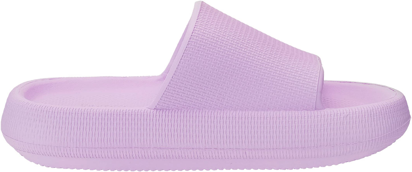 Joomra Shower Slippers for Women Foam Pillow House Shower Bath Bathroom Home Platform Sandals Cushion Slipers Slides for Ladies Female Sandles Purple 39-40