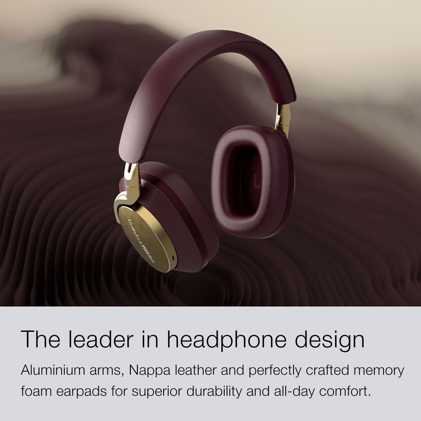 Bowers & Wilkins Px8 Over-Ear Wireless Headphones, Advanced Active Noise Cancellation, Luxurious Materials, 30-Hour Battery Life, 15-Min Quick Charging, Royal Burgundy