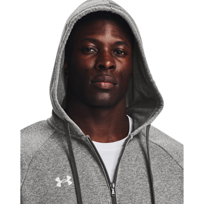Under Armour Men's Rival Fleece Full Zip Hoodie, (025) Castlerock Light Heather / / White, Medium