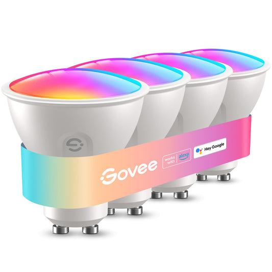 Govee GU10 LED Bulb, Smart GU10 Light Bulbs, Dimmable Color Changing Light Bulbs, 85 Dynamic Scenes, WiFi & Bluetooth LED Bulbs Work with Alexa, Google Assistant, Syncs with Music, 4 Pack
