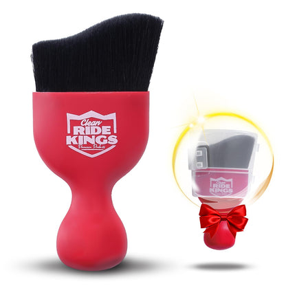RIDE KINGS Car Detailing Brush,Auto Soft Hair Duster Interior with Curved Dirt Dust Collectors,Automotive Care，Gifts for Men Women(Red)-1pack