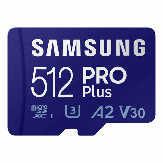 Samsung PRO Plus microSD Memory Card + Adapter, 512GB microSDXC, Up to 180 MB/s, Full HD & 4K UHD, UHS I, C10, U3, V30, A2, for Android Smartphones, Tablets, GoPRO, and DJI Drone (MB MD512SA/AM)