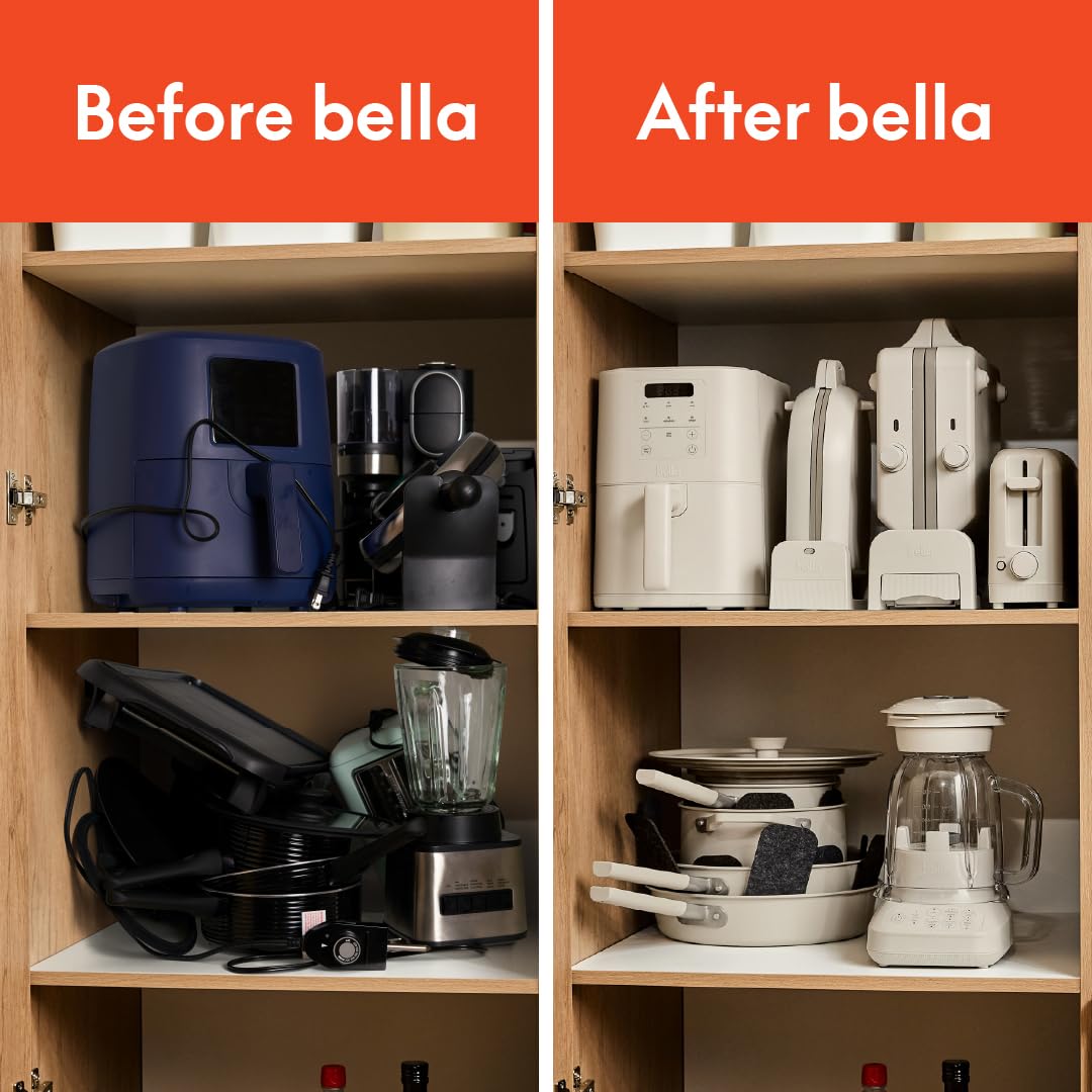 bella Flip-n-Store Belgian Waffle Maker, EverGood™ Ceramic Nonstick Coating, Fits-anywhere™ Kitchenware, Power Indicator Light & Touch Handle, 7” Wide & 1" Deep Plates, 1000 Watt, Oatmilk