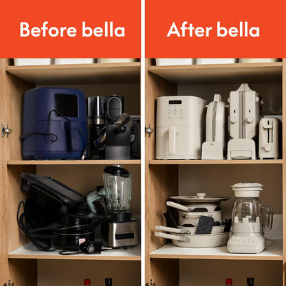 bella Flip-n-Store Belgian Waffle Maker, EverGood™ Ceramic Nonstick Coating, Fits-anywhere™ Kitchenware, Power Indicator Light & Touch Handle, 7” Wide & 1" Deep Plates, 1000 Watt, Oatmilk