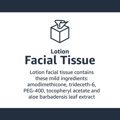 Amazon Basics Facial Tissue with Lotion, 2-Ply, 1350 Count (18 Packs of 75), (Packaging May Vary)