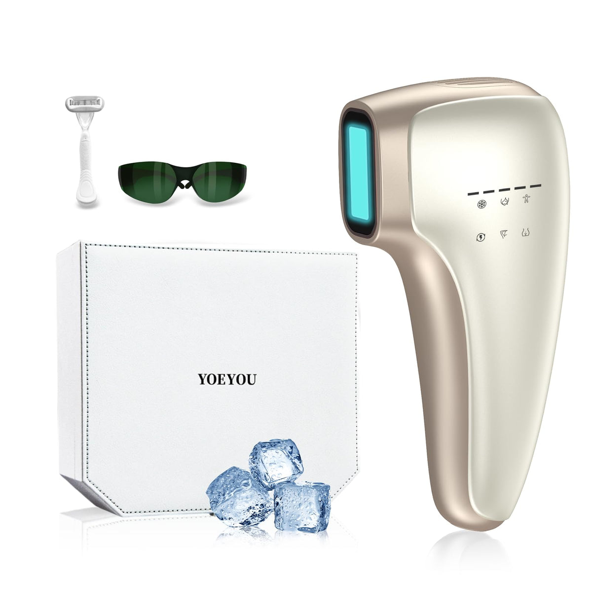 Painless IPL Laser Hair Removal for Women & Men, 39°F Sapphire Ice Cooling Technology, At-Home Laser Hair Removal Device for Face, Armpits, Legs, Bikini & Whole Body, Long-Lasting Results