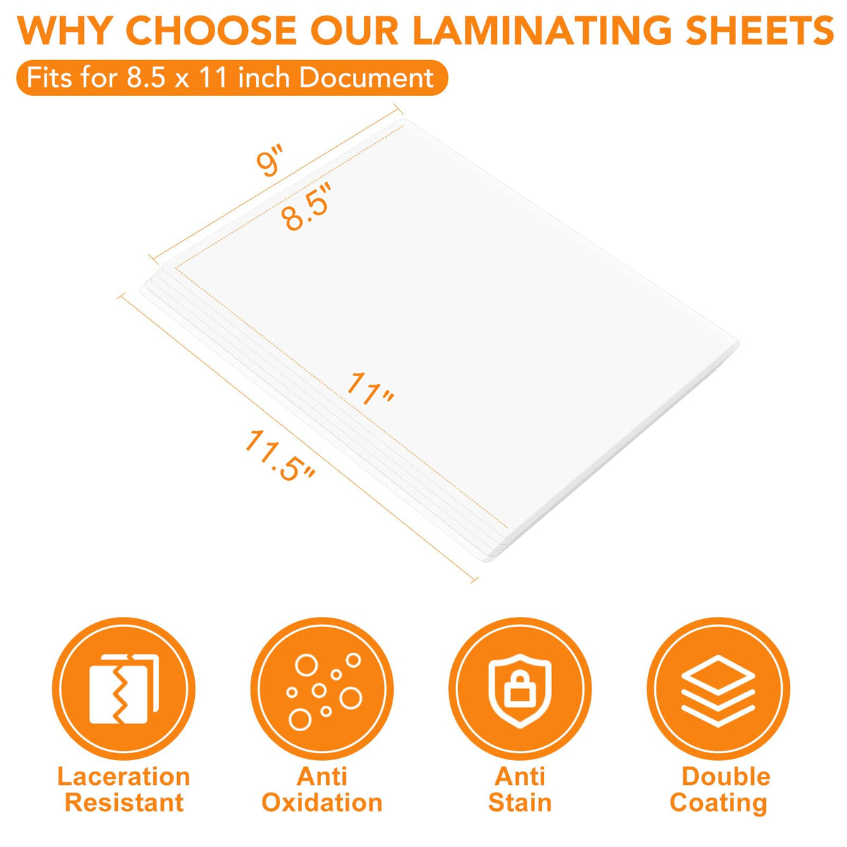 CAREGY Thermal Laminating Pouches, 300 Pack Laminating Sheets, 3 Mil, 9 x 11.5 Inches Lamination Sheet Paper for Laminator, Clear, Letter Size, Office and School Supplies