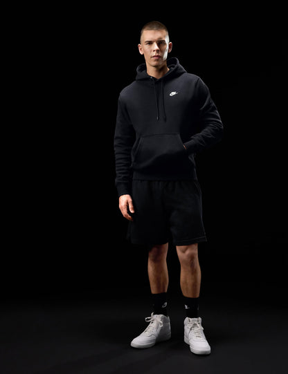 Nike Men's Club Pullover Fleece Hoodie, Black/Black/White, Large