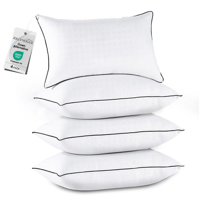 JOLLYVOGUE King Size Pillows Set of 4, Collection Bed Pillows for Sleeping, Hotel Quality Pillows for Side, Back and Stomach Sleepers, Soft and Supportive Oeko-Tex Certified Down Alternative Filling