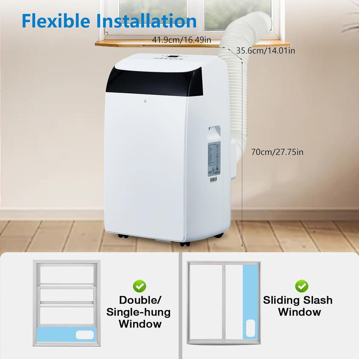 14000 BTU Portable Air Conditioners, Portable AC Unit 3-In-1 with Fan, Dehumidifier, Cools Up To 750 Sq.Ft. Room Air Conditioner, Remote Comtrol, Low Noise, 24 Hours Timer, White Top