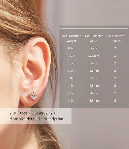 "STUNNING FLAME" 18K Gold Plated Silver Brilliant Cut Simulated Diamond Cubic Zirconia Stud Earrings(yellow-gold-plated-silver, 4.0)