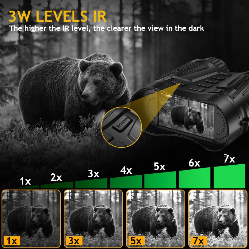 Night Vision Binoculars for Adults, 4K HD Night Vision Goggles with Video Recording, for Men, Boys, Father's Day, Christmas for Outdoor Night Adventure, Wildlife Watching