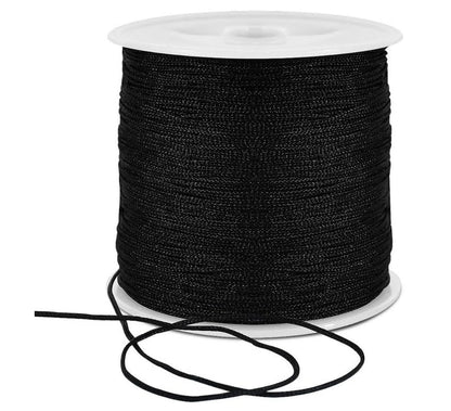TONIFUL 1mm x 100 Yards Black Nylon Cord Satin String for Bracelet Jewelry Making Rattail Macrame Trim Cord Necklace Bulk Beading Thread Kumihimo Chinese Knot Craft
