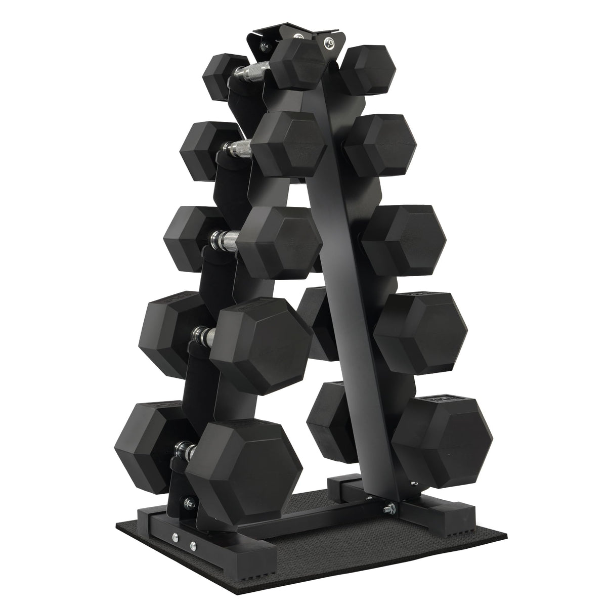 Fitvids Dumbbell Set with Rack, Rubber Coated Hex Dumbbell Weights in 150lbs, 5, 10, 15, 20, 25lbs Pair, Black