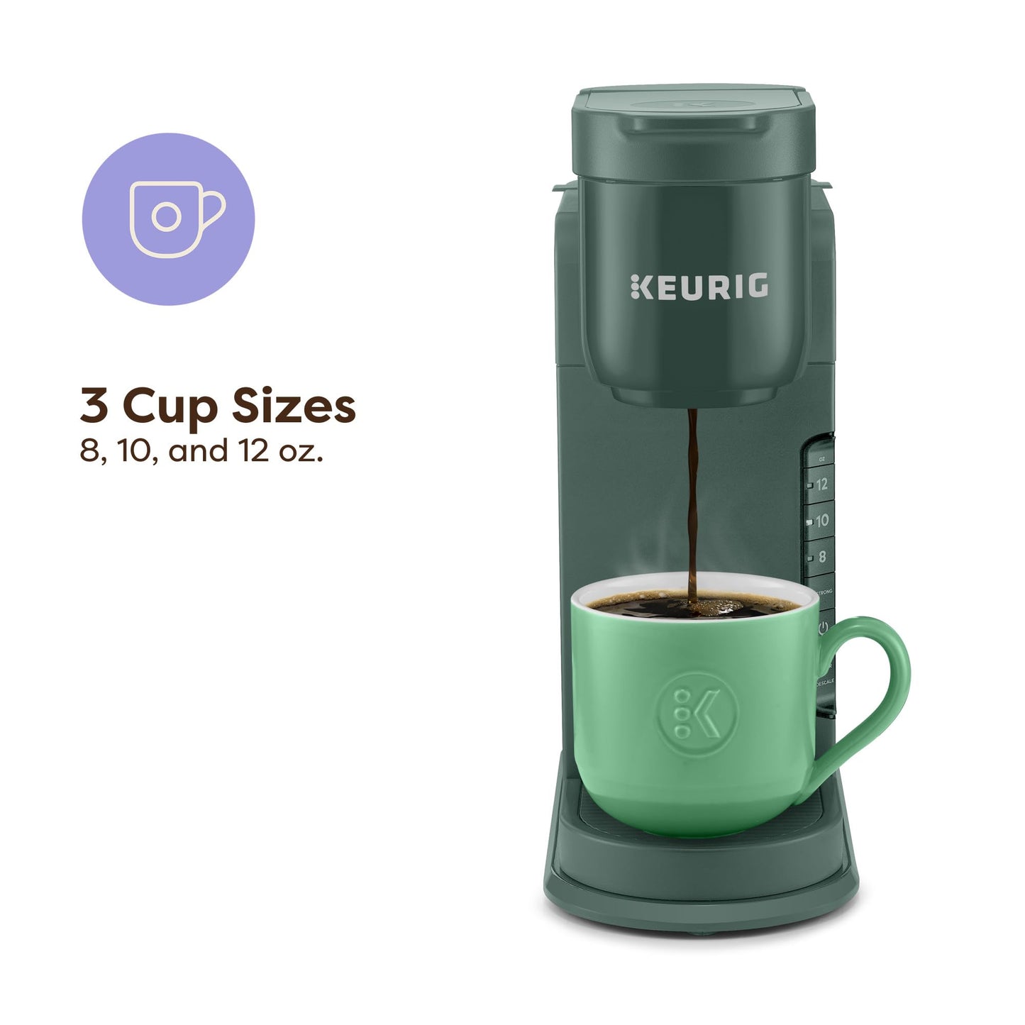 Keurig K-Express Single Serve K-Cup Pod Coffee Maker, 3 Brew Sizes, Strong Button Feature, 42oz Removable Reservoir, Evergreen