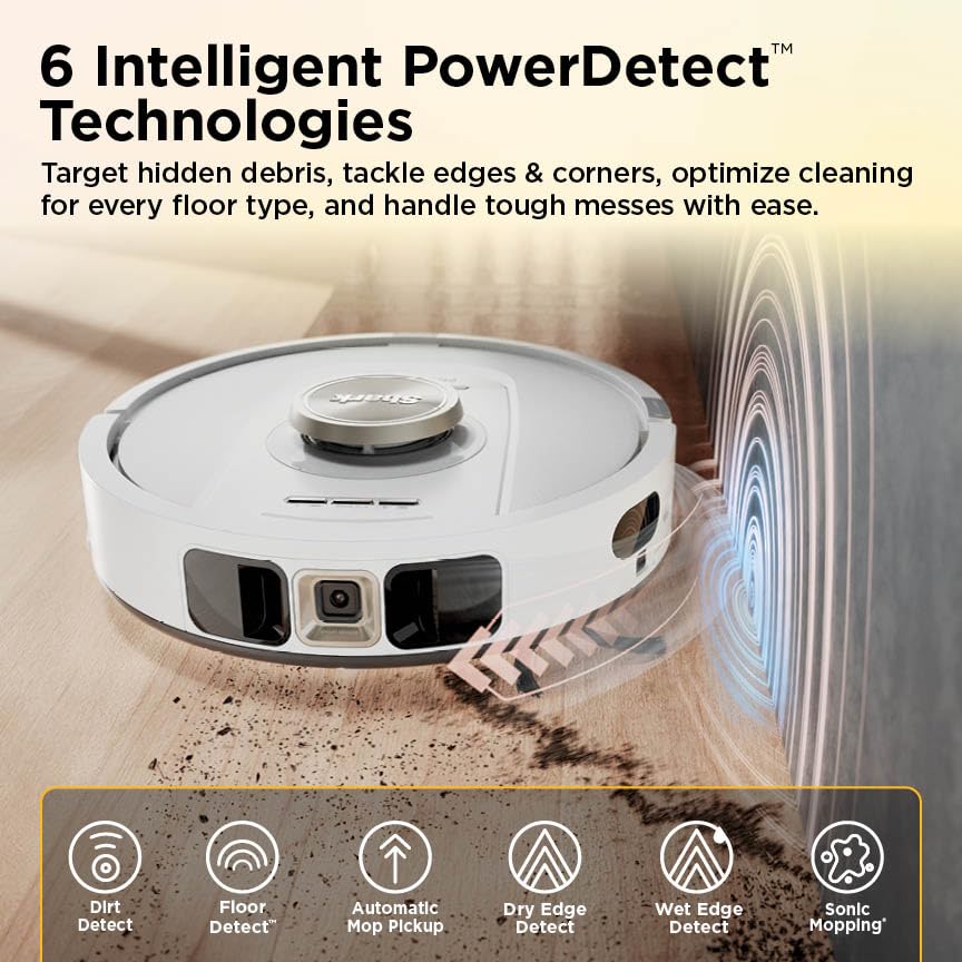 Shark Robot Vacuum & Mop Combo, PowerDetect ThermaCharged NeverTouch Pro, Self-Emptying, Self-Refill with Heated Mop Cleaning, 60-Day Capacity, 30-Day Tank, 6 PowerDetect Technologies, White, AV2900XE