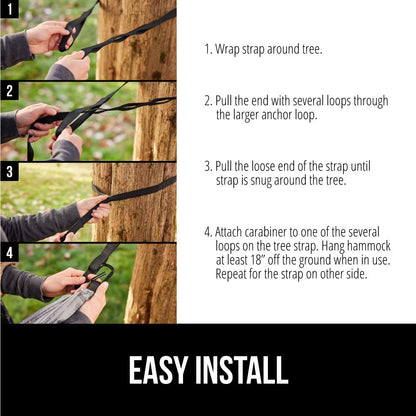 GORILLA GRIP Durable Camping Hammock with Heavy Duty Tree Straps, Portable Hammocks for Outside, Easy to Use Travel Swing Chair, Outdoor Camper Hiker Essentials, Backpacking Gear Gifts, Double, Green