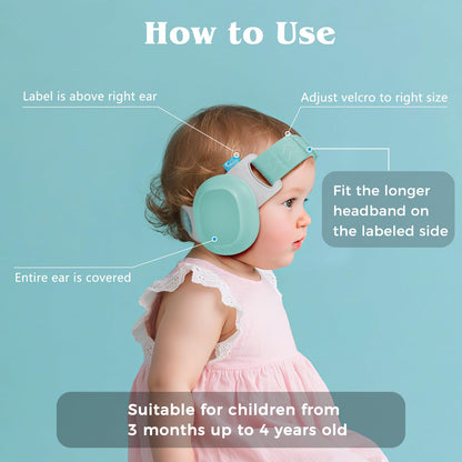 Bella's Friends Baby Ear Protection for Infants & Toddlers(3–48 Months), 24dB Noise Cancelling Headphones, Comfy Earmuffs for Airplane, Party & Sleep, Baby Travel Essential, Infant Gift, Sage Green