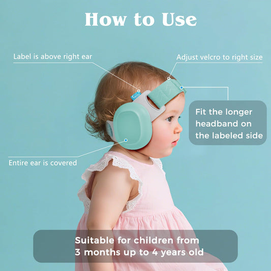 Bella's Friends Baby Ear Protection for Infants & Toddlers(3–48 Months), 24dB Noise Cancelling Headphones, Comfy Earmuffs for Airplane, Party & Sleep, Baby Travel Essential, Infant Gift, Sage Green