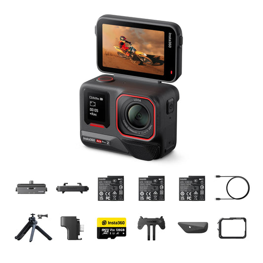 Insta360 Ace Pro 2 Ultimate Bundle -8K Waterproof Action Camera Co-Engineered with Leica, 1/1.3" Sensor, Dual AI Chip, Leading Low Light, Superior Audio, Flip Screen & AI Editing for Vlogs