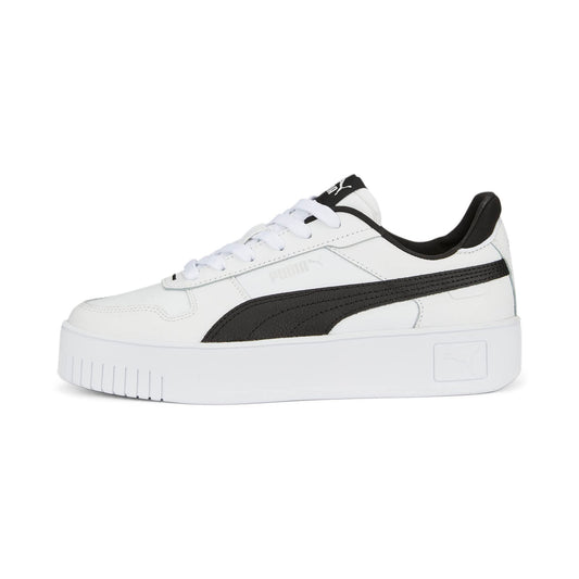 PUMA Women's Carina Street Shoes Sneaker, White-Black-Silver, 8
