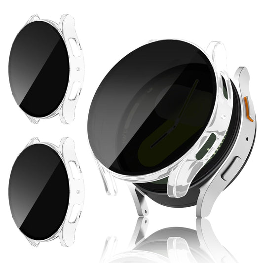 Kimiyaki 2 Pack for Samsung Galaxy Watch 7 40mm Screen Protector Case [Anti-Peeping], Privacy Hard PC Bumper Full Coverage Protective Accessories Built-in Tempered Glass Film