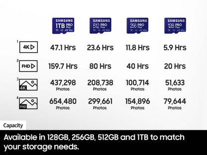 Samsung PRO Plus microSD Memory Card + Adapter, 512GB microSDXC, Up to 180 MB/s, Full HD & 4K UHD, UHS I, C10, U3, V30, A2, for Android Smartphones, Tablets, GoPRO, and DJI Drone (MB MD512SA/AM)