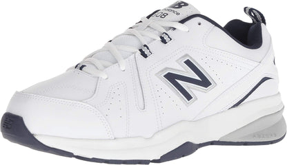 New Balance Men's 608 V5 Casual Comfort Cross Trainer, White/Navy, 10.5 Wide