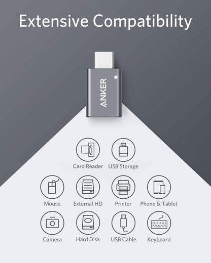 Anker USB C Adapter (2 Pack), USB C to USB Adapter High-Speed Data Transfer for MacBook Pro 2020, iPad Pro 2020, Samsung Notebook 9, Dell XPS and More Type C Devices