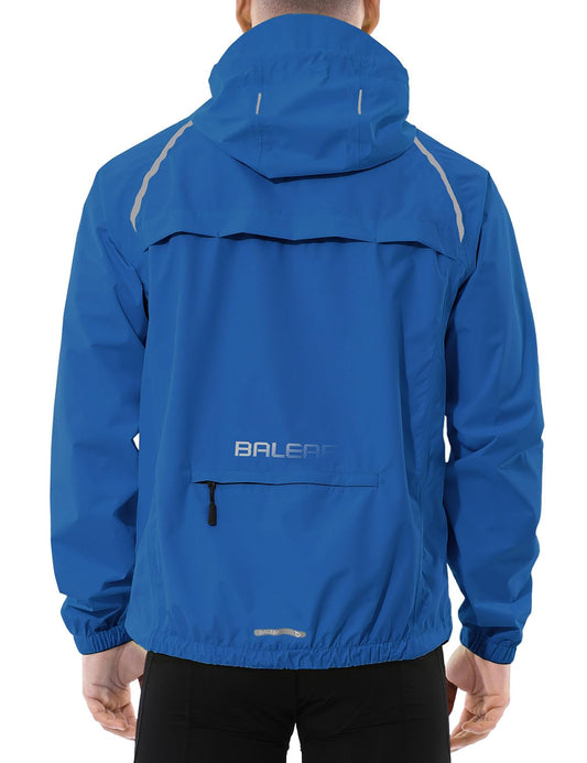 baleaf Men's Rain Jacket Waterproof Windbreaker Raincoat Running Cycling Golf Gear Hood Lightweight Reflective Packable Royal Blue 3XL
