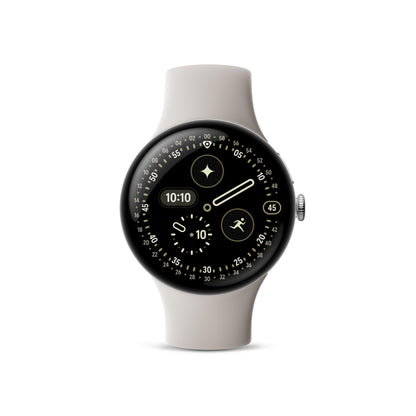 Google Pixel Watch 4 (41mm) - Android Smartwatch with Heart Rate and Sleep Tracking - 30-Hour Battery - Fitness Tracking - Google AI - Polished Silver Aluminum Case - Porcelain Active Band - Wi-Fi