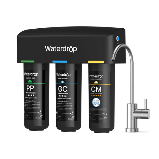 Waterdrop TSB-CM Under Sink Water Filter System Reduce Chloramine for CA, FL and Washington, D.C., NSF/ANSI 42 Certified Element, Reduces Chloramine, Chlorine, with Brushed Nickel Faucet