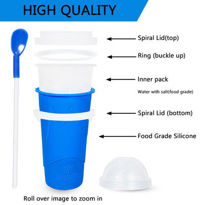 Color Land Slushy Cup, TIK TOK Slushie Maker Cup Frozen Magic Squeeze Cup, Ice Cream Maker Cup, Cool Stuff Trending Tiktok Items Homemade DIY Cool Gadgets with Lid & Straw (GREEN)